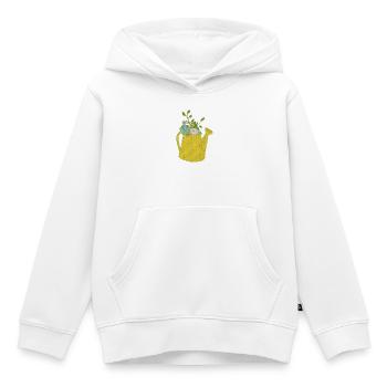 Tissu de l’arrosoir - Sweat Premium à capuche enfant bio - blanc - Devant - AI Model Kid Female (0cm)