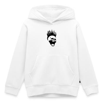 Flammender schreiender Schädel (schwarz) - Kinder Premium Organic Hoodie - Weiß - Vorne - AI Model Kid Female (0cm)