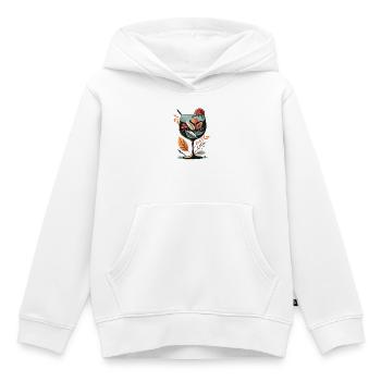 Verre à vin botanique Bloom - Sweat Premium à capuche enfant bio - blanc - Devant - AI Model Kid Female (0cm)