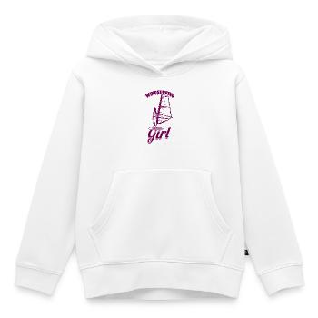 Véliplanchiste - Sweat Premium à capuche enfant bio - blanc - Devant - AI Model Kid Female (0cm)