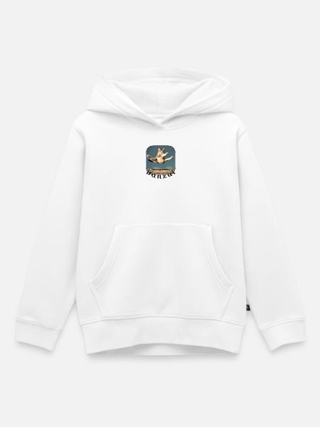 Sprungkatze über Tastatur - Kinder Premium Organic Hoodie - Weiß