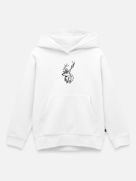 Hirschkopf [Schwarz] - Kinder Premium Organic Hoodie - Weiß