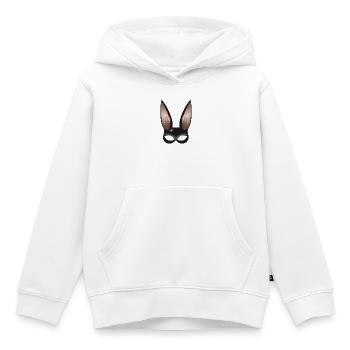 Masque de lapin mystérieux avec de grandes oreilles de lapin - Sweat Premium à capuche enfant bio - blanc - Devant - AI Model Kid Female (0cm)