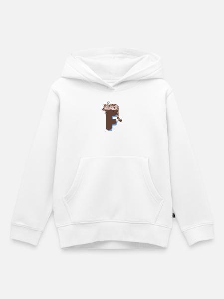 Katze Buchstabe F - Kinder Premium Organic Hoodie - Weiß