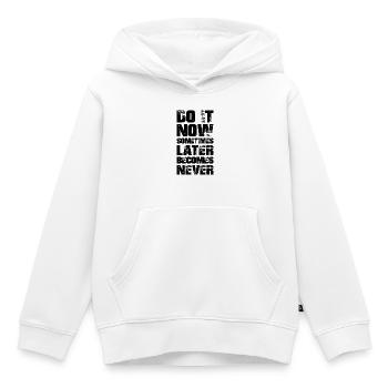 fais-le maintenant parfois plus tard devient jamais - Sweat Premium à capuche enfant bio - blanc - Devant - AI Model Kid Female (0cm)