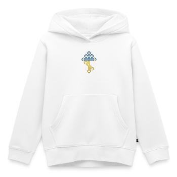 Ukrainian Orthodox Cross - Kids Premium Organic Hoodie - white - Front - AI Model Kid Female (0cm)