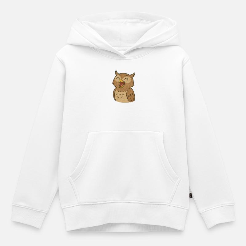 Eule_die_Lacht - Sweat Premium à capuche enfant bio - blanc