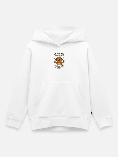 Fröhlicher Hund mit Botschaft - Kinder Premium Organic Hoodie - Weiß