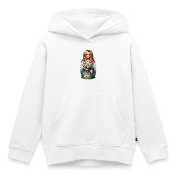 Matriochka en russe Matriochka Poupée Russe - Sweat Premium à capuche enfant bio - blanc - Devant - AI Model Kid Female (0cm)