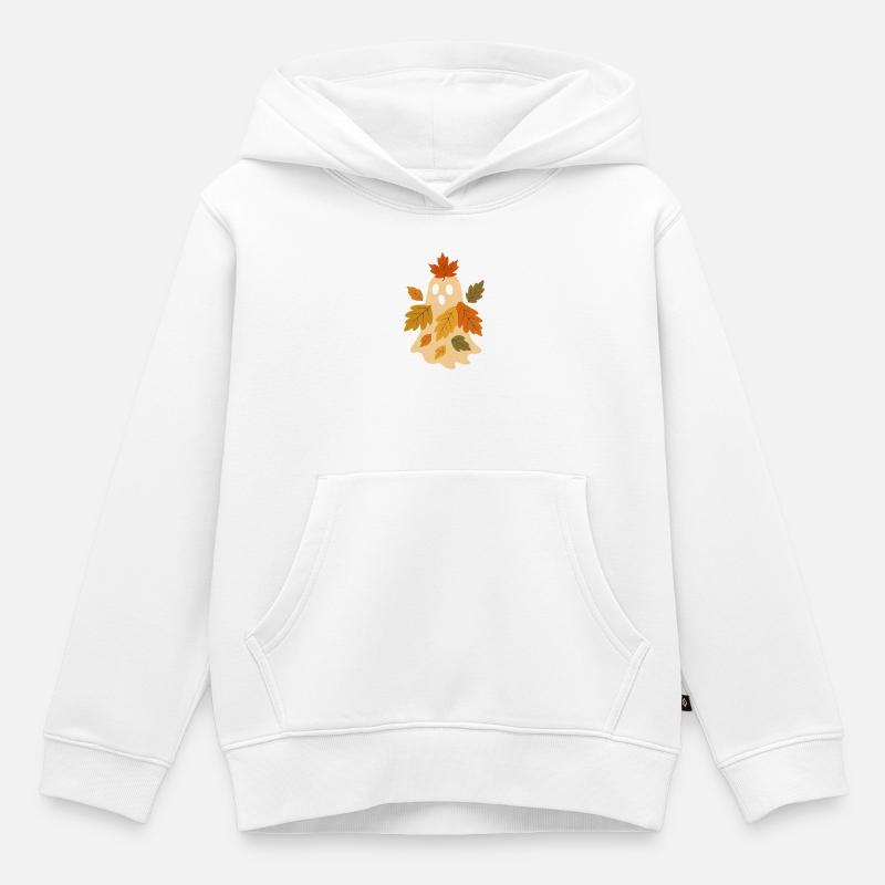 Herbstgeist mit Blättern - Kinder Premium Organic Hoodie - Weiß