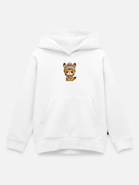 Fuchs Winter Comic - Kinder Premium Organic Hoodie - Weiß