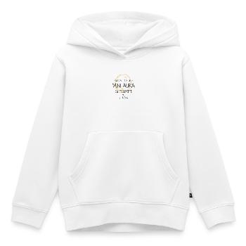 Design affirmatif – l’ironie rencontre la vie quotidienne - Sweat Premium à capuche enfant bio - blanc - Devant - AI Model Kid Female (0cm)