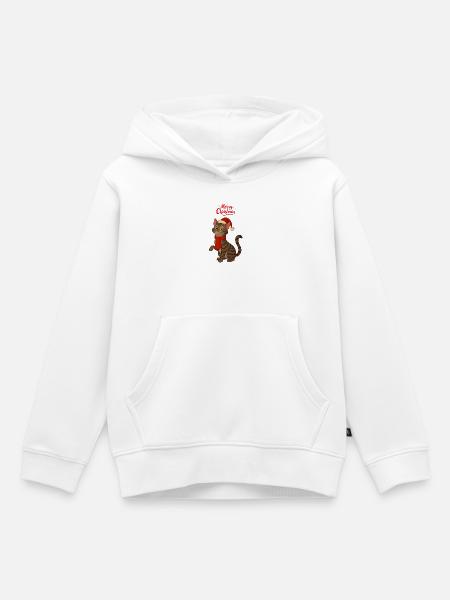 Graue Katze Frohe Weihnachten - Kinder Premium Organic Hoodie - Weiß