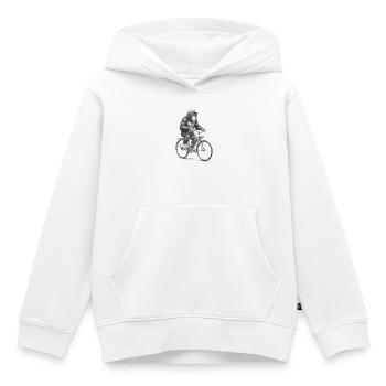 Cycliste singe monochrome - Sweat Premium à capuche enfant bio - blanc - Devant - AI Model Kid Female (0cm)