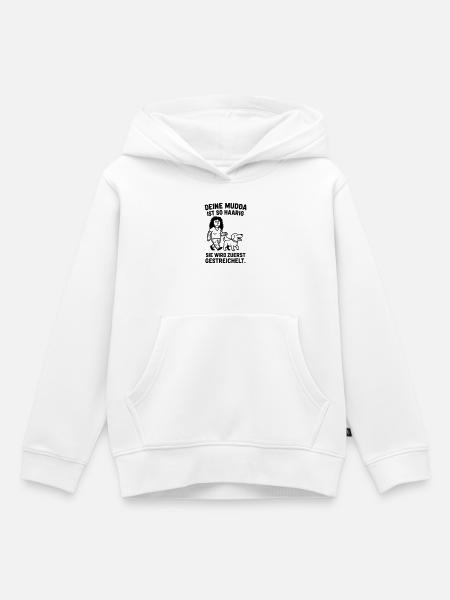 deine mutter haarig witz - Kinder Premium Organic Hoodie - Weiß