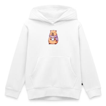Capybara mignon cosy – Animal kawaii - Sweat Premium à capuche enfant bio - blanc - Devant - AI Model Kid Female (0cm)