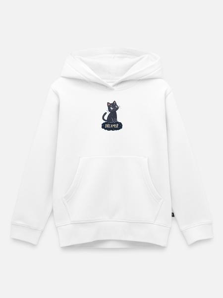 Traumvolle Katzen-Sternennacht - Kinder Premium Organic Hoodie - Weiß