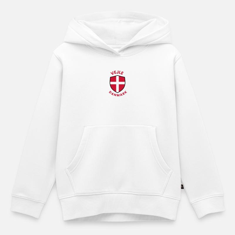 Vejle Le Drapeau du Danemark - Sweat Premium à capuche enfant bio - blanc