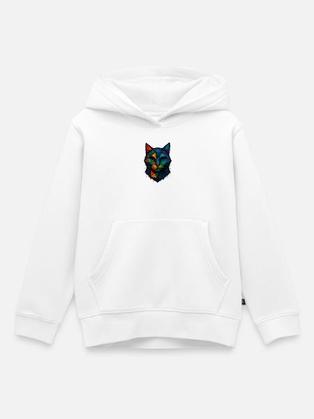 Cat Low Poly – geometrisches Mesh-Polygon-Kunstdesign - Kinder Premium Organic Hoodie - Weiß