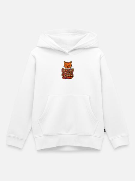Sassy Cat Psychedelic Script - Kinder Premium Organic Hoodie - Weiß