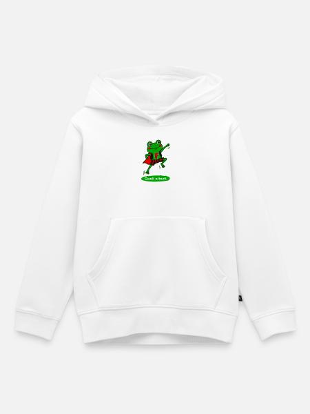 Superheld Frosch Cartoon lustig - Kinder Premium Organic Hoodie - Weiß