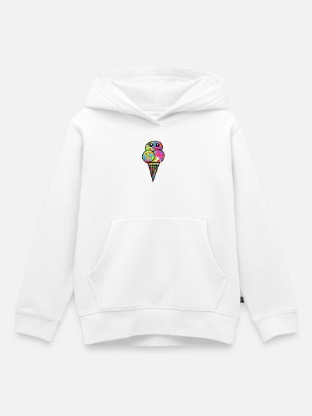 Buntes Blüten-Eisdesign Eiscreme Retro 60er - Kinder Premium Organic Hoodie - Weiß
