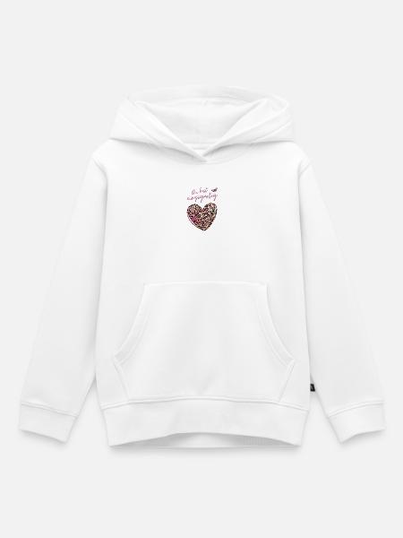 Du bist einzigartig Leopard Herz - Kinder Premium Organic Hoodie - Weiß