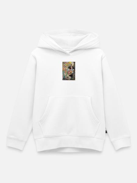 Abstraktes Gesicht im Profil - Kinder Premium Organic Hoodie - Weiß