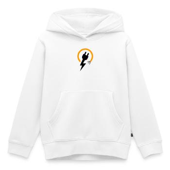 Electrician logo with lightning bolt and plug - Kids Premium Organic Hoodie - white - Front - AI Model Kid Female (0cm)