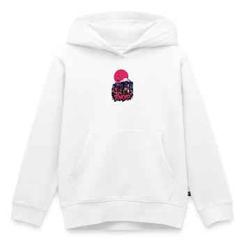 Tokyo neon skyline with pink sun - Kids Premium Organic Hoodie - white - Front - AI Model Kid Female (0cm)
