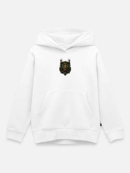 Hirsch Waldemblem - Kinder Premium Organic Hoodie - Weiß