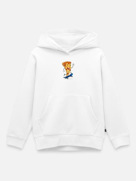 Pizza Slice Skater Cheer - Kinder Premium Organic Hoodie - Weiß