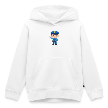 Petit Policier en Uniforme – Personnage de bande dessinée Kawaii - Sweat Premium à capuche enfant bio - blanc - Devant - AI Model Kid Female (0cm)
