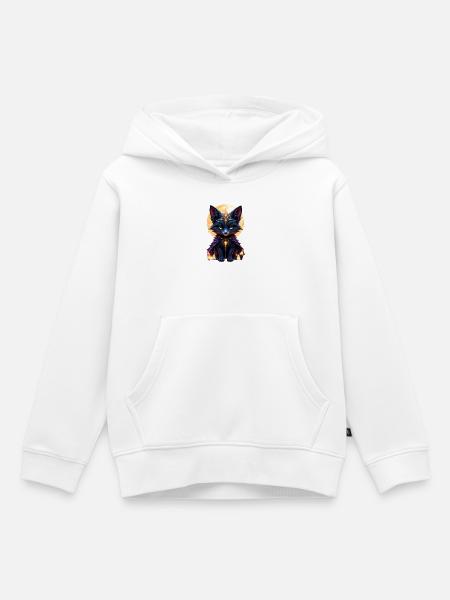 Blauer Mondwolf mit Juwelen - Kinder Premium Organic Hoodie - Weiß