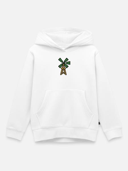 Windrad Bauernhof Grafik - Kinder Premium Organic Hoodie - Weiß