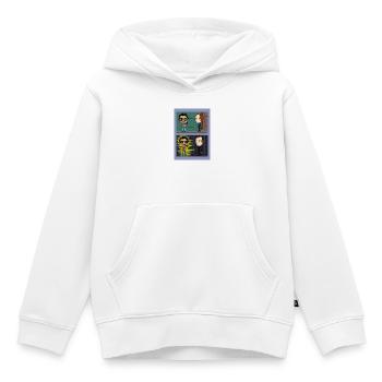 Une nouvelle en deux illustrations - Sweat Premium à capuche enfant bio - blanc - Devant - AI Model Kid Female (0cm)