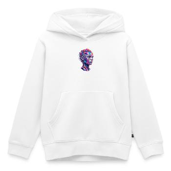 Geometrisches Farbporträt aus Pixelblöcken - Kinder Premium Organic Hoodie - Weiß - Vorne - AI Model Kid Female (0cm)
