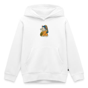 Das Kätzchen mit einem Schnurr-Ohrring – Maneki Neko - Kinder Premium Organic Hoodie - Weiß - Vorne - AI Model Kid Female (0cm)