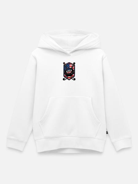 USA Eishockey Flaggen Schild - Kinder Premium Organic Hoodie - Weiß