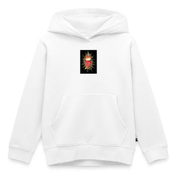Feuriges Jesus Heiliges Herz mit Stacheldraht  - Kinder Premium Organic Hoodie - Weiß - Vorne - AI Model Kid Female (0cm)