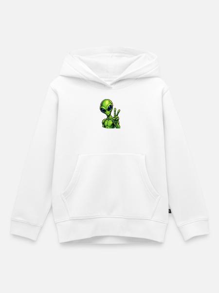 Alien Peace Zeichen - Kinder Premium Organic Hoodie - Weiß