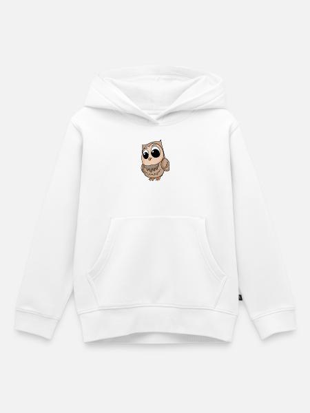 Eule Vogel Niedlich - Kinder Premium Organic Hoodie - Weiß