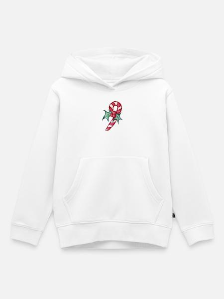Candy Cane Holly Festliches Thema - Kinder Premium Organic Hoodie - Weiß
