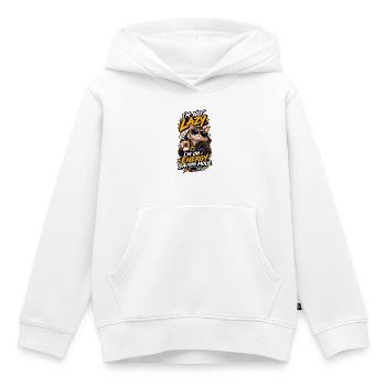 Energiegeladene Katze im Sparmodus - Kinder Premium Organic Hoodie - Weiß - Vorne - AI Model Kid Female (0cm)