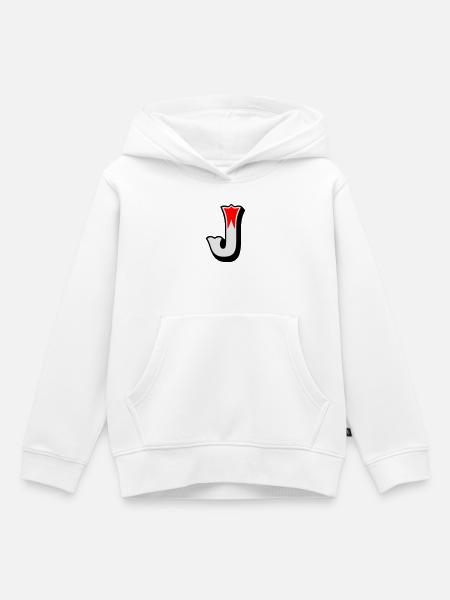 Buchstabe - J - Kinder Premium Organic Hoodie - Weiß