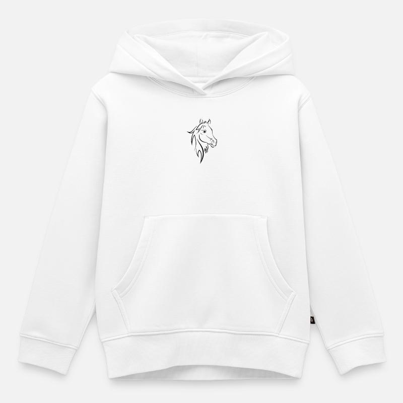 cheval - Sweat Premium à capuche enfant bio - blanc