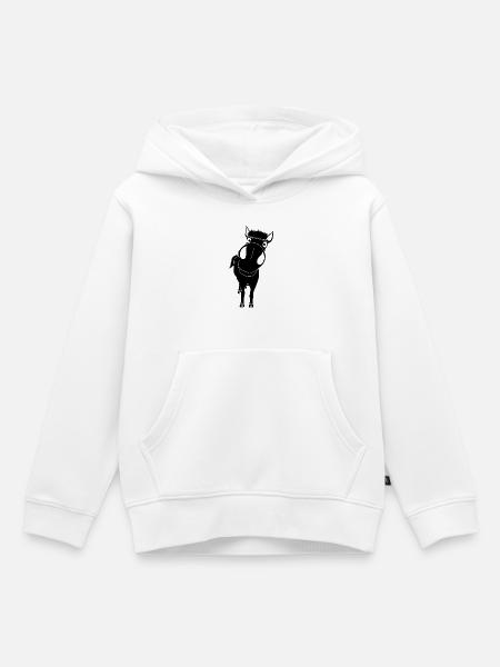 Nahaufnahme eines schwarzen Pferdes - Kinder Premium Organic Hoodie - Weiß