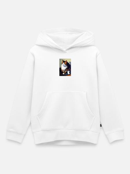 Katzen Bild - Kinder Premium Organic Hoodie - Weiß
