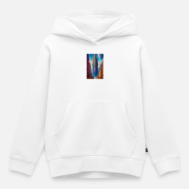 Futuristic city - Sweat Premium à capuche enfant bio - blanc