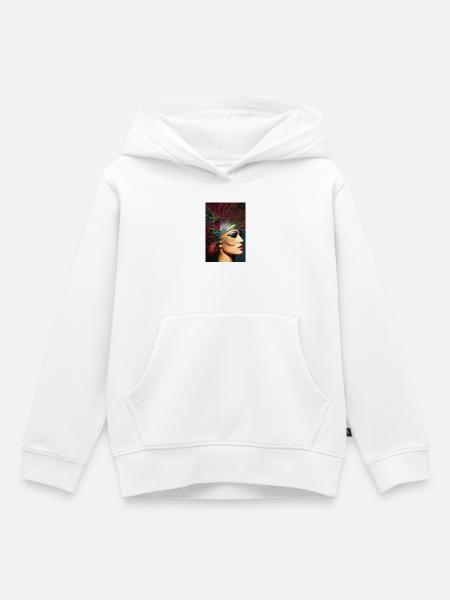 Abstrakte Gesichts Kunst - Kinder Premium Organic Hoodie - Weiß